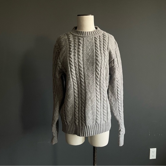 Albam Other - Albam Gray Cable Knit Wool Sweater | British Heritage Quiet Luxury Minimalist